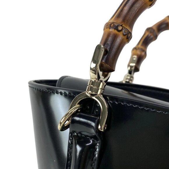 GUCCI Bamboo 805832 Black Leather - Handbag - Picture 10 of 16